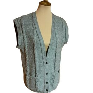 Vintage Gray Grandpa Sweater Vest Cardigan